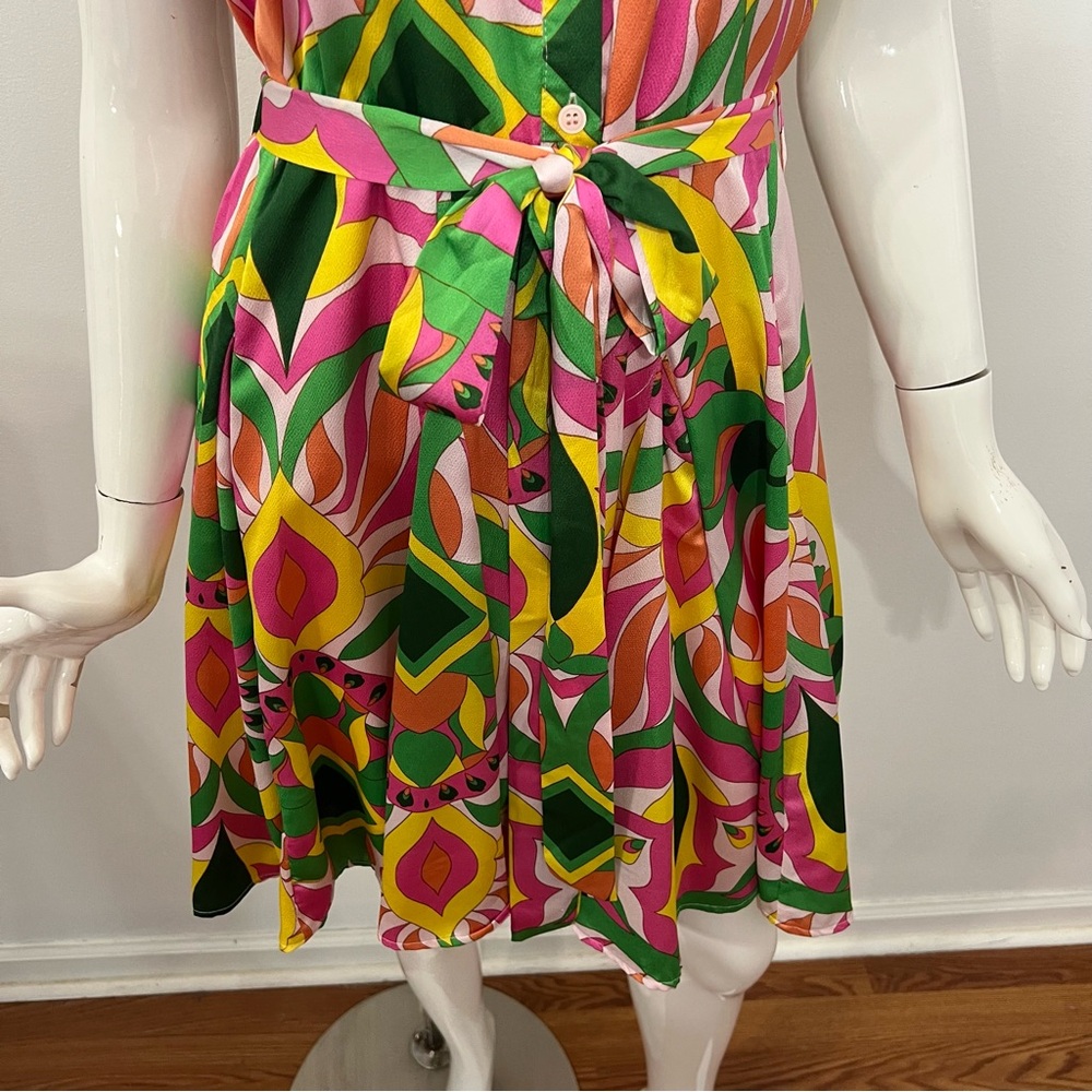 NWT Big Hit Boutique Go Go Abstract Vibrant‎ Color Dress -- L - Picture 5 of 12